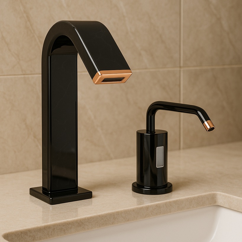 Modern automatic faucet with solid brass metal profile